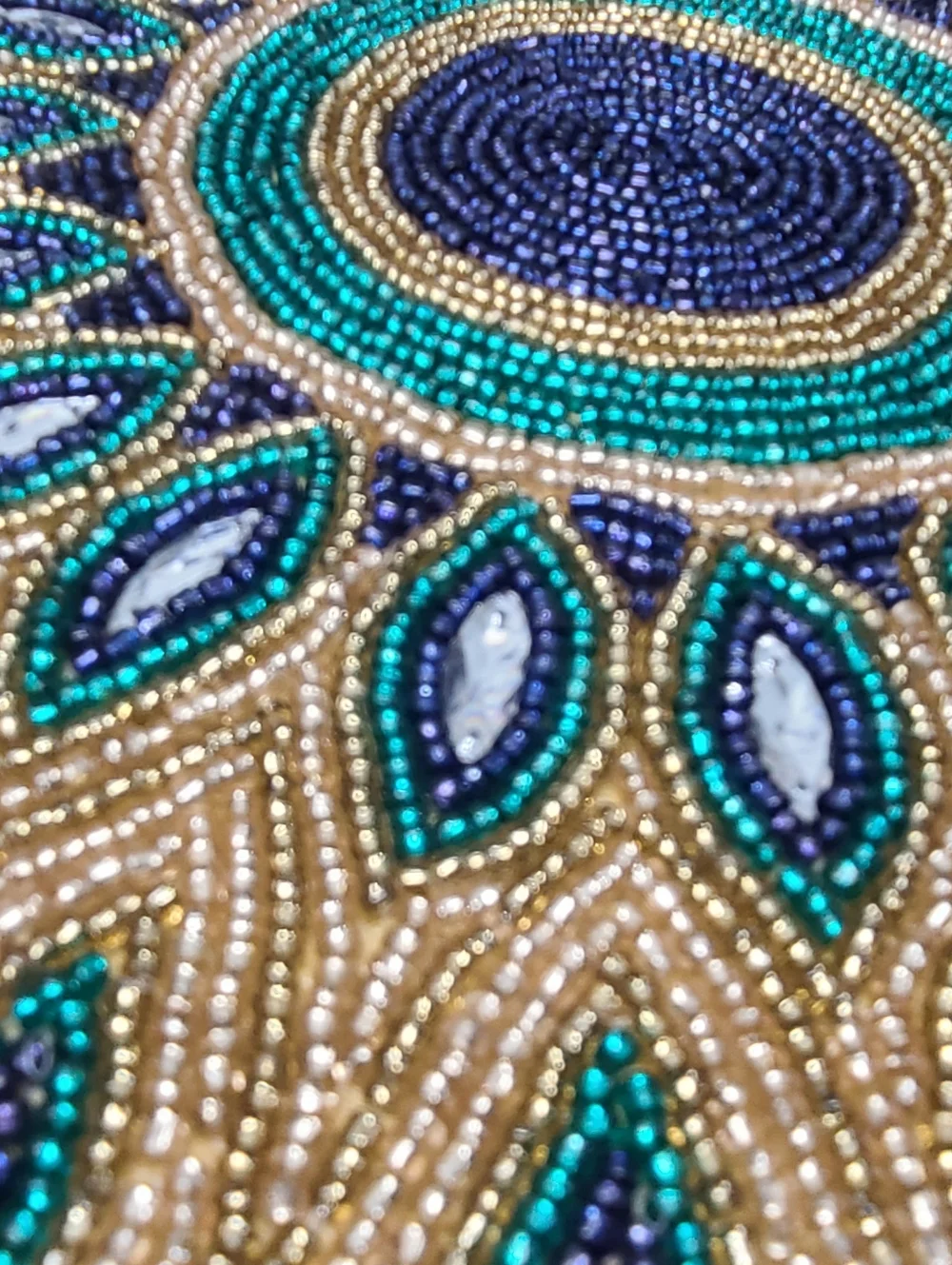 4pc Peacock Colored Jeweled Beaded Placemats Chargers Set 15